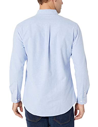 Amazon Essentials – Camisa Oxford lisa de manga larga de corte recto para hombre, Azul (Blue Blu), US S (EU S)