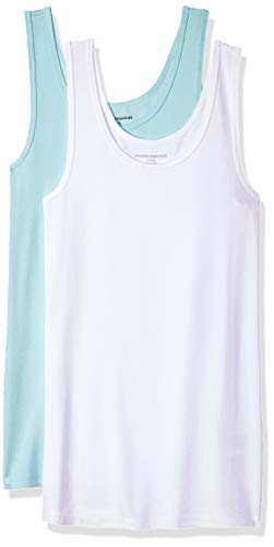 Amazon Essentials – Camiseta de tirantes de corte entallado para hombre (2 unidades), Azul (Aqua/White), US XS (EU XS - S) Amazon Essentials – Camiseta de tirantes de corte entallado para hombre (2 unidades), Azul (Aqua/White), US XS (EU XS - S)