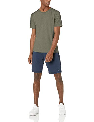 Amazon Essentials - Camiseta sin costuras con cuello redondo para hombre, Jaspeado Dark Olive Heather, US L (EU L)