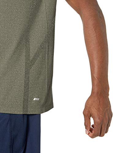 Amazon Essentials - Camiseta sin costuras con cuello redondo para hombre, Jaspeado Dark Olive Heather, US L (EU L)