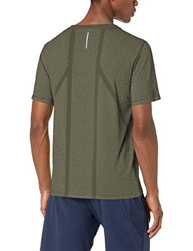 Amazon Essentials - Camiseta sin costuras con cuello redondo para hombre, Jaspeado Dark Olive Heather, US L (EU L)