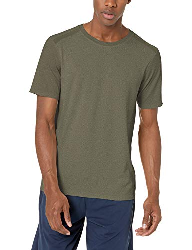 Amazon Essentials - Camiseta sin costuras con cuello redondo para hombre, Jaspeado Dark Olive Heather, US L (EU L)