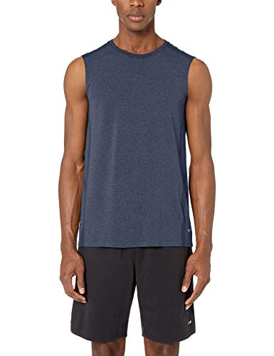 Amazon Essentials - Camiseta sin costuras ni mangas para correr para hombre, Brezo Azul Marino, US M (EU M)