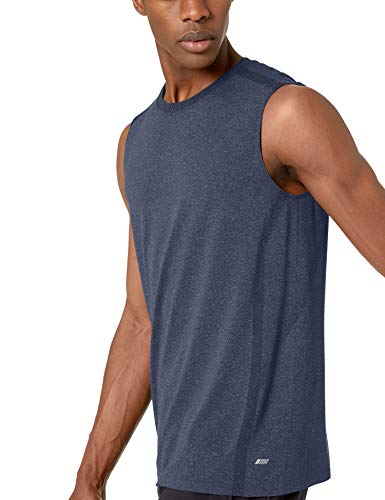 Amazon Essentials - Camiseta sin costuras ni mangas para correr para hombre, Brezo Azul Marino, US M (EU M)