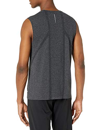 Amazon Essentials - Camiseta sin costuras ni mangas para correr para hombre, Negro Heather, US XS (EU XS)