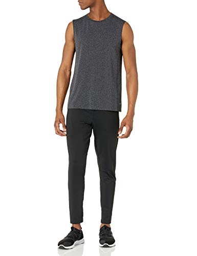 Amazon Essentials - Camiseta sin costuras ni mangas para correr para hombre, Negro Heather, US XS (EU XS)