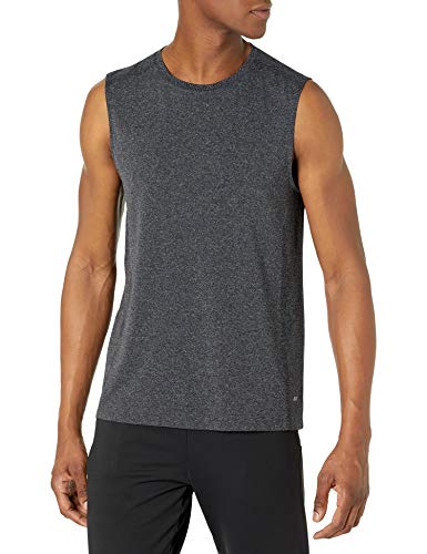 Amazon Essentials - Camiseta sin costuras ni mangas para correr para hombre, Negro Heather, US XS (EU XS)