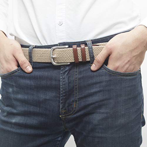 Amazon Essentials – Cinturón trenzado elástico para hombre, Marrón (Khaki 340), W36'' Amazon Essentials – Cinturón trenzado elástico para hombre, Marrón (Khaki 340), W36''