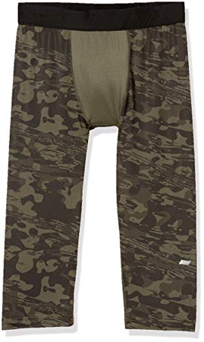 Amazon Essentials Control Tech 3/4 Tight Base-Layer-Underwear, Green Splatter Camo, US M (EU M)