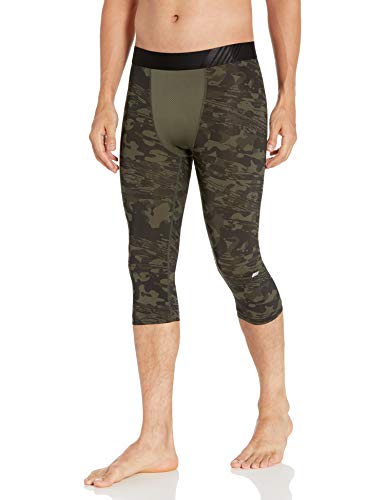 Amazon Essentials Control Tech 3/4 Tight Base-Layer-Underwear, Green Splatter Camo, US M (EU M)