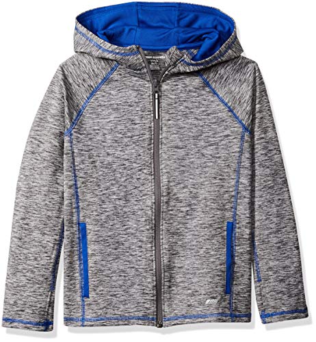 Amazon Essentials Full-Zip Active Jacket, outerwear-jackets Niños, Grey Spacedye, L (Talla fabricante: 10)