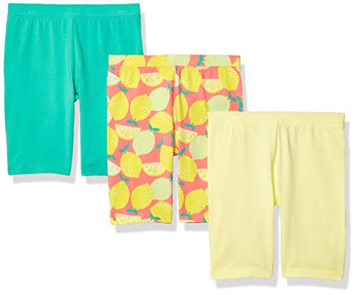 Amazon Essentials Girls' 3-Pack Cart-Wheel Short Shorts, Paquete de 3 Limones, EU 128 CM, Pack de 3