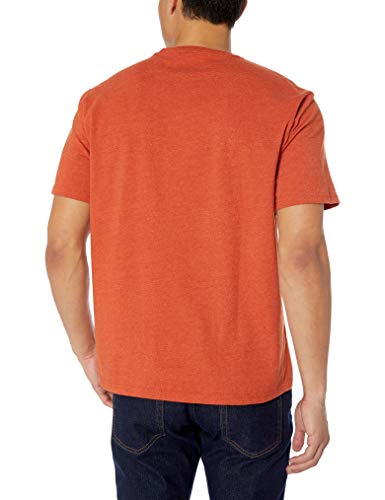 Amazon Essentials - Pack de 2 camisetas de manga corta y corte holgado con cuello redondo y bolsillo para hombre, Naranja (Orange Heather Ora), X-Small