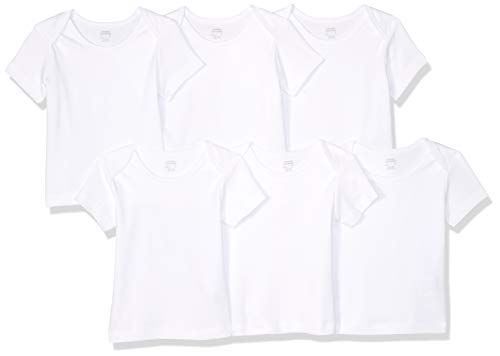 Amazon Essentials - Pack de 6 camisetas con escote americano para niño, Blanco sólido, Bebé prematuro