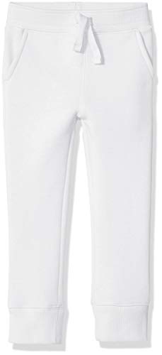 Amazon Essentials - Pantalón de chándal con forro polar para niño, Blanco, US L (EU 134-140 CM)