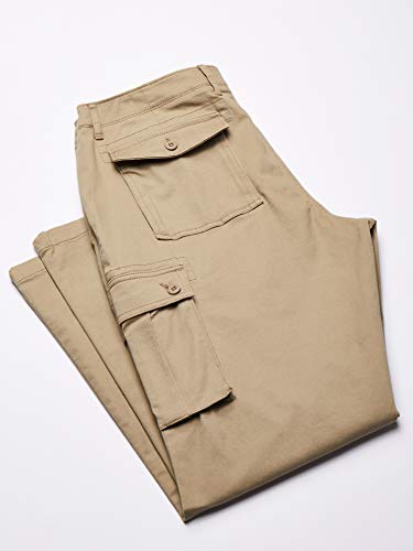 Amazon Essentials - Pantalones cargo elásticos de corte recto para hombre, Caqui, 36W x 28L