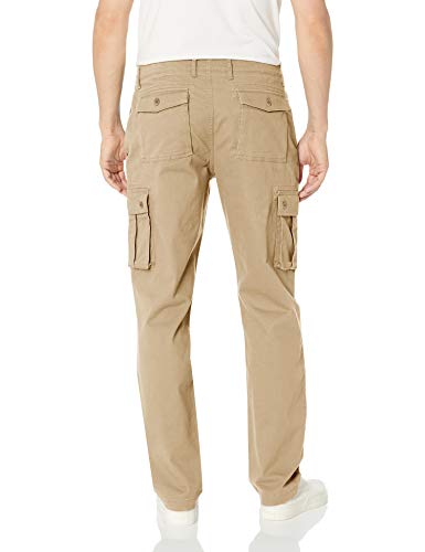 Amazon Essentials - Pantalones cargo elásticos de corte recto para hombre, Caqui, 36W x 28L
