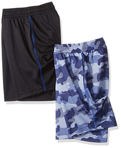 Amazon Essentials – Pantalones cortos de malla para niño (2 unidades), Camuflaje / negro, US 4T (EU 104–110)