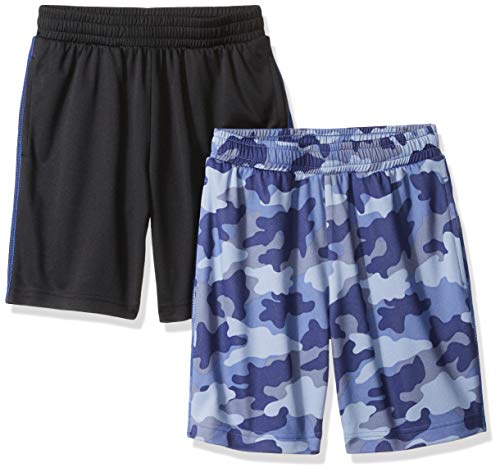Amazon Essentials – Pantalones cortos de malla para niño (2 unidades), Camuflaje / negro, US 4T (EU 104–110)