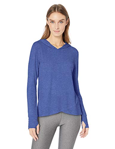 Amazon Essentials Studio Long-Sleeve Cross-Front Hoodie Athletic, Bright Blue Heather, US M (EU M - L)