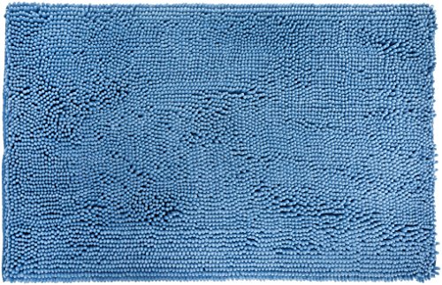 AmazonBasics - Alfombrilla de baño, antideslizante, de microfibra, 0,53 x 0,86 m, Azul lago