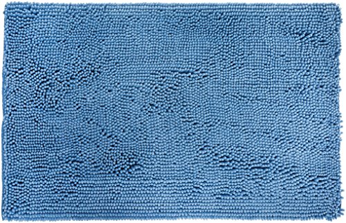 AmazonBasics - Alfombrilla de baño, antideslizante, de microfibra, 0,53 x 0,86 m, Azul lago