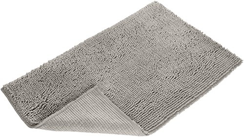 AmazonBasics - Alfombrilla de baño, antideslizante, de microfibra, 0,53 x 0,86 m, Platino