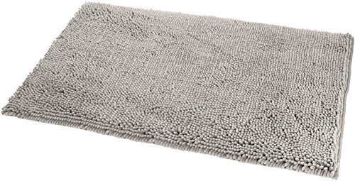 AmazonBasics - Alfombrilla de baño, antideslizante, de microfibra, 0,53 x 0,86 m, Platino