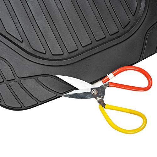 AmazonBasics - Alfombrilla de goma para coches, todocaminos y camiones hecha para todas las estaciones, negra (3 unidades, alfombrilla trasera continua)