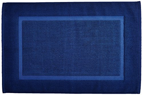 AmazonBasics Badvorleger mit rechteckiger Bordüre, Marineblau, 100% Baumwolle (1.200 g/m²), 50,8 x 78,7 cm