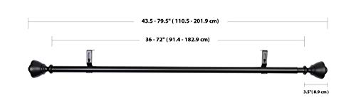 AmazonBasics - Barra de cortina de 2,54 cm de diámetro, con terminales en forma de urna, 90 a 180 cm, Negro