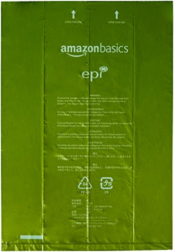 AmazonBasics - Bolsa mejorada para heces de perro con aditivos EPI y dispensador y pinza para correa - 270 unidades AmazonBasics - Bolsa mejorada para heces de perro con aditivos EPI y dispensador y pinza para correa - 270 unidades