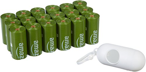 AmazonBasics - Bolsa mejorada para heces de perro con aditivos EPI y dispensador y pinza para correa - 270 unidades AmazonBasics - Bolsa mejorada para heces de perro con aditivos EPI y dispensador y pinza para correa - 270 unidades