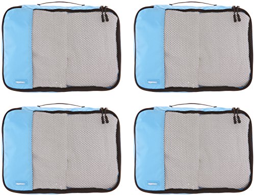 AmazonBasics - Bolsas de equipaje medianas (4 unidades), Azul (Cielo) AmazonBasics - Bolsas de equipaje medianas (4 unidades), Azul (Cielo)