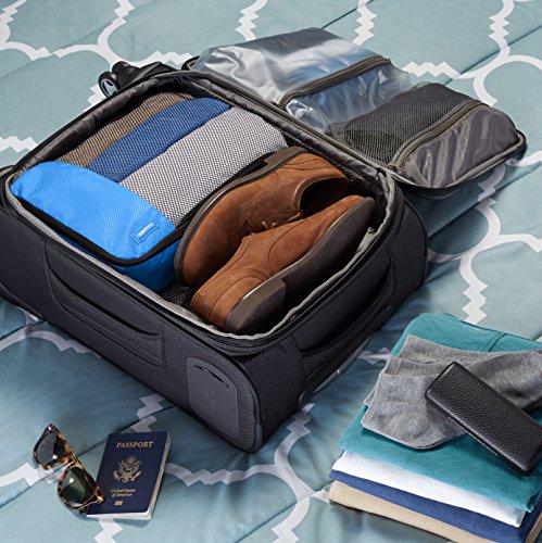 AmazonBasics - Bolsas de equipaje medianas (4 unidades), Azul (Cielo) AmazonBasics - Bolsas de equipaje medianas (4 unidades), Azul (Cielo)
