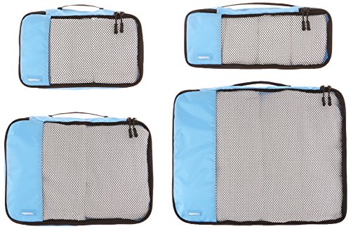 AmazonBasics - Bolsas de equipaje (pequeña, mediana, grande y alargada, 4 unidades), Azul (Cielo) AmazonBasics - Bolsas de equipaje (pequeña, mediana, grande y alargada, 4 unidades), Azul (Cielo)