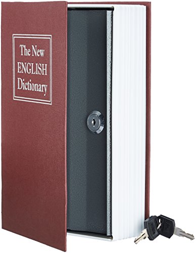 AmazonBasics - Caja de seguridad en forma de libro - Cerradura con llave - Rojo