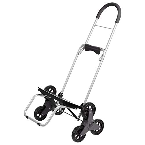 AmazonBasics – Carrito para la compra plegable que puede subir escaleras con plataforma de ruedas extraíble, mango de 96,5 cm de altura, negro