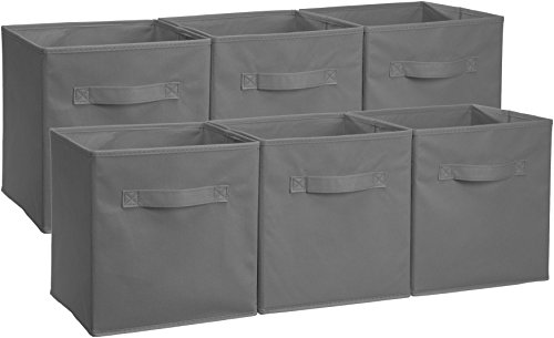 AmazonBasics - Cubos de almacenamiento plegables (pack de 6), Gris