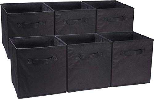 AmazonBasics - Cubos de almacenamiento plegables (pack de 6), Negro