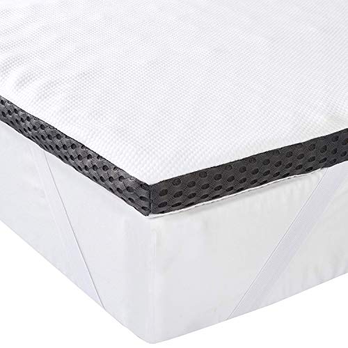 AmazonBasics - Cubrecolchón de espuma con memoria confortable con correas, 4 cm - 90 x 190 cm