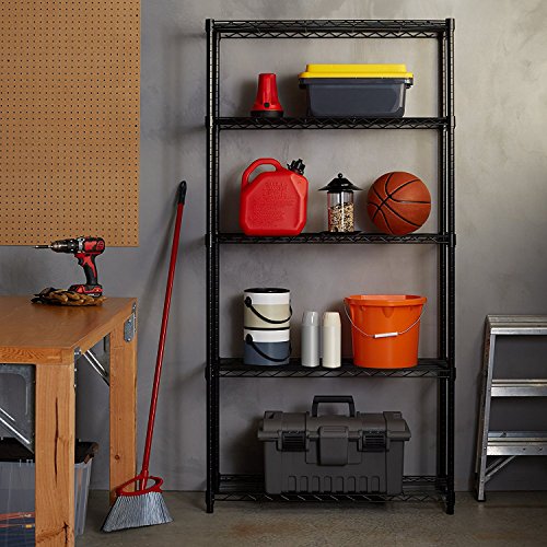 AmazonBasics - Estantería con 5 baldas, color negro AmazonBasics - Estantería con 5 baldas, color negro
