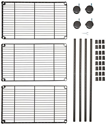 AmazonBasics - Estantería de 3 baldas, con ruedas - Negro AmazonBasics - Estantería de 3 baldas, con ruedas - Negro