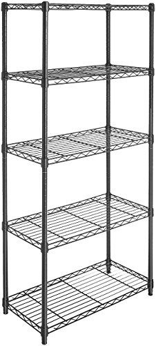 AmazonBasics - Estantería de 5 baldas, con ruedas - Negro AmazonBasics - Estantería de 5 baldas, con ruedas - Negro