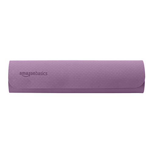 AmazonBasics - Esterilla de yoga en TPE de 0,6 cm de grosor, lote de 6 artículos, morado AmazonBasics - Esterilla de yoga en TPE de 0,6 cm de grosor, lote de 6 artículos, morado