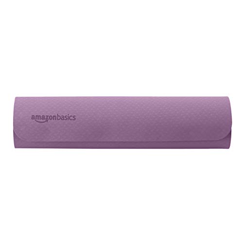 AmazonBasics - Esterilla de yoga en TPE de 0,6 cm de grosor, lote de 6 artículos, morado