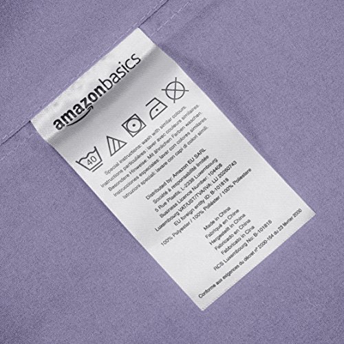 AmazonBasics - Funda de almohada de microfibra, 2 unidades, 50 x 80 cm - Lavanda
