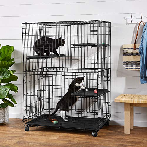 AmazonBasics - Jaula grande de 3 niveles para gato para jugar, 91 x 57 x 128,5 cm, Negro AmazonBasics - Jaula grande de 3 niveles para gato para jugar, 91 x 57 x 128,5 cm, Negro