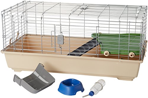 AmazonBasics – Jaula hábitat para animales pequeños con accesorios, 105 x 62 x 50 cm, Grande