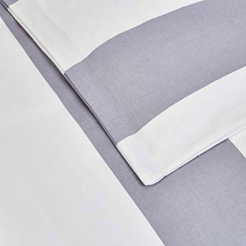 AmazonBasics - Juego de cama de franela con funda nórdica - 135 x 200 cm/50 x 80 cm x 1, Rayas grises